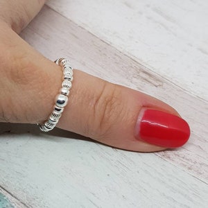 Sterling Silver Stretch Bead Ring, Silver Toe Ring, Thumb Ring, Beaded Ring, Sterling Silver Ring, Stacking Ring, Bead Ring, Bridesmaid