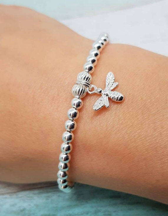 Silver shop bee bracelet