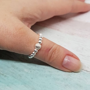 Sterling Silver Stretch Bead Ring, silver beads, silver bead ring, sterling silver ring, stacking ring, bead ring, gift for her