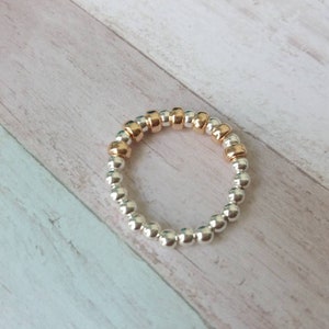 Sterling Silver Beaded Ring, stretch ring , silver stretch ring, silver bead ring, rose gold stretch ring, gift for her