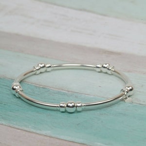 Sterling Silver Bead Bracelet, silver noodle bracelet, Stretch Bracelet, stacking bracelet, silver bracelet, gift for her, birthday