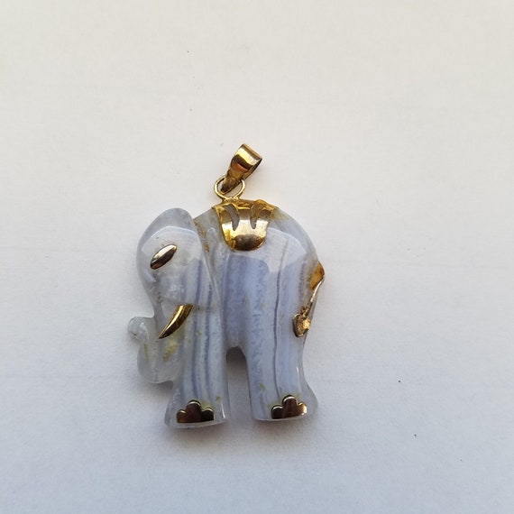 Vintage Elephant Pendant with Gold Tone Accents - image 1