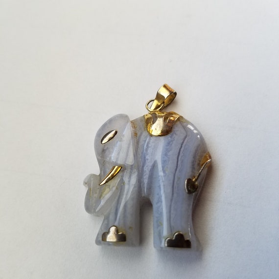 Vintage Elephant Pendant with Gold Tone Accents - image 2