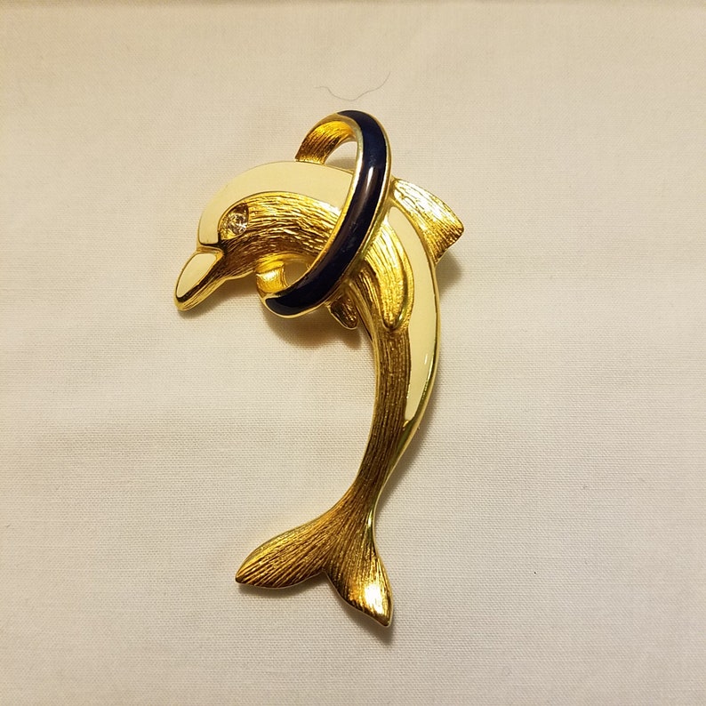 Vintage Trifari Playful Dolphin Brooch