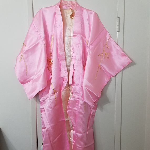 Vintage 1950's Japan Silk Kimono Gold Metallic Bro