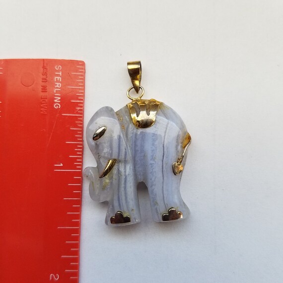 Vintage Elephant Pendant with Gold Tone Accents - image 4