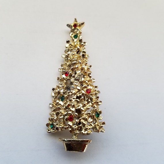 Christmas tree brooch gold discount