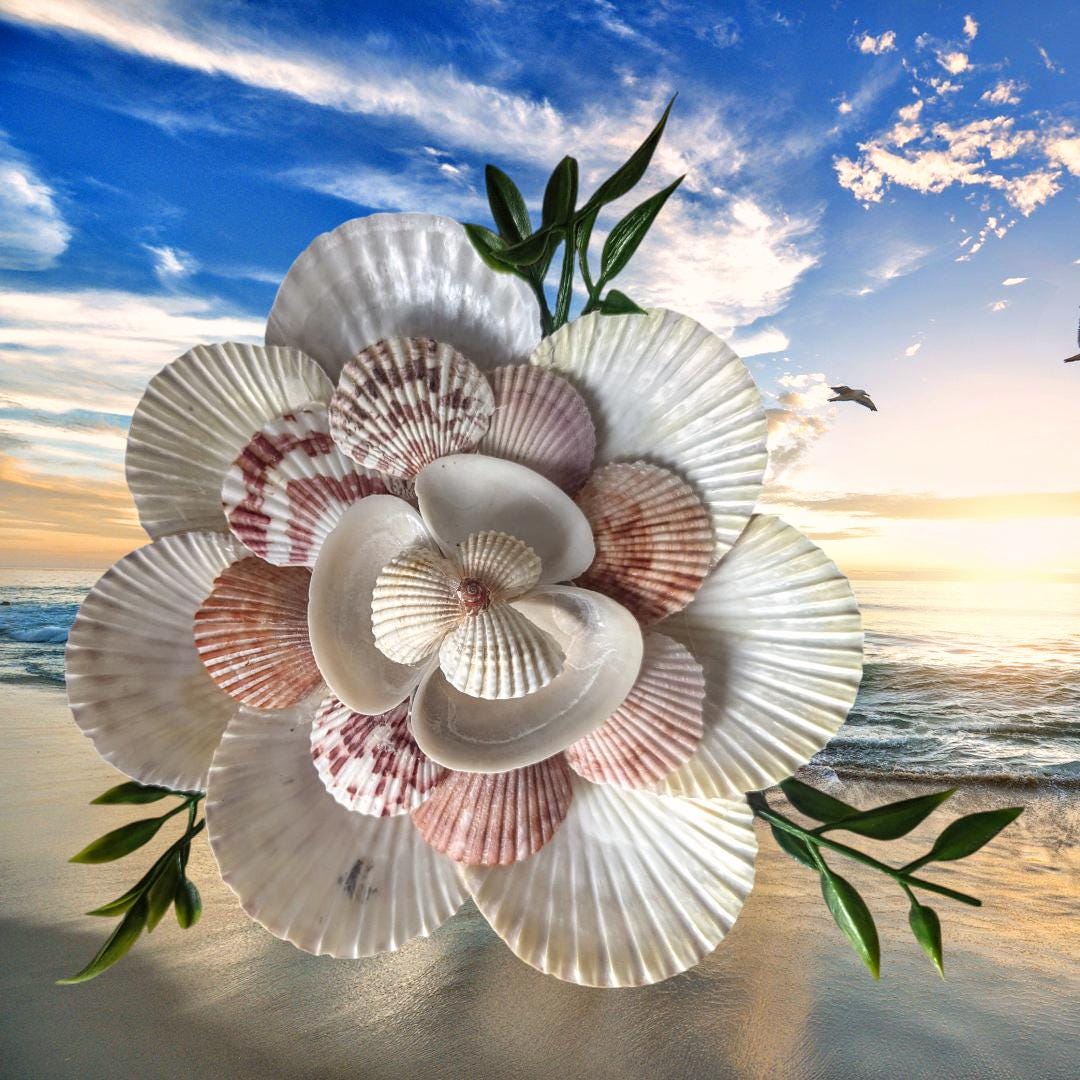 Super Cute Shell Flower Coastal Decor Home Decor Table Centerpiece - Etsy