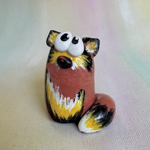 Handmade Red Fox Figurine, Whimsical Animal Sculpture, Collectible Fox Animal Lover Gift, Shelf Ornament