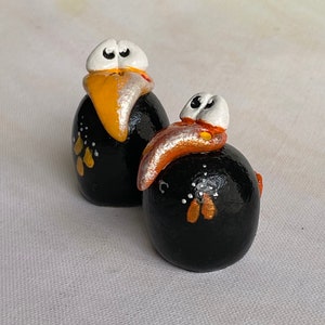 Handmade Salt Dough Bird Figurines: Whimsical Painted Parrot Set