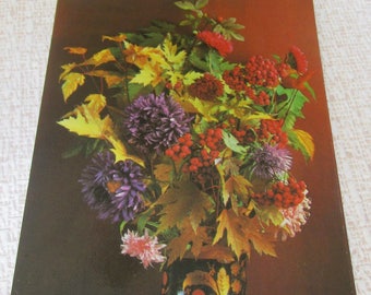Autumn postcard flowers Autumn gift postcard Scrapbooking Paper Ephemera postcards flowers postcard Thanksgiving gift sister Gift for women