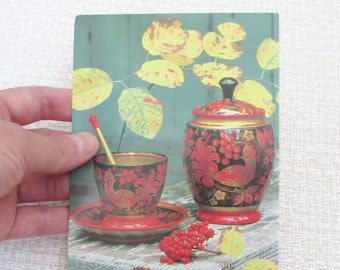 Russian gift postcard Russian postcard Khokhloma Russian style Autumn gift Postcard kitchen picture Gift for sister Gift women Gift for mom