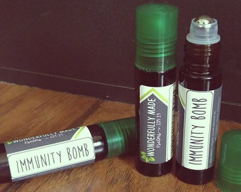 Immunity Bomb Roller / Roll on / Essential oils / Organic / Flu / Cold / Prevention / Recovery / Natural Immune System Boost / kids / adults