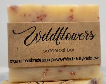 Wildflower Soap | Botanical Soap Bar | Natural | Floral Flower Scent | Field of Wildflowers | Handmade Cold Processed Organic Skin Soothing