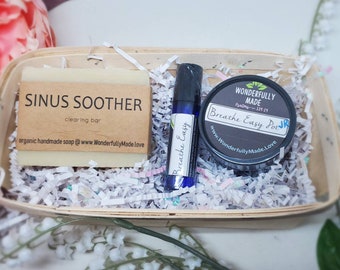 Sinus Help Care Package | Gift Bundle | Vapor Rub | Breathe Easy Natural Sinus Relief | Sinus Soother Handmade Soap | Organic Man woman Gift