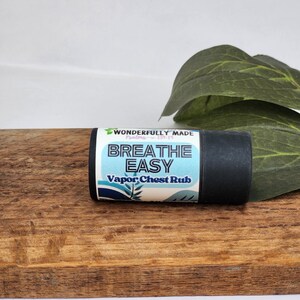 Breathe Easy Vapor Rub Stick | Essential Oil Salve Clear Congestion Chest Neck Cold Cough Natural Organic Relief Menthol Camphor Soothing