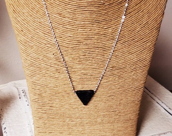 Essential Oil Diffusing Necklace | Simple Aromatherapy Anxiety | Gifts for her | Minimalist Jewelry | Triangle Lava Stone Rose Gold Silver