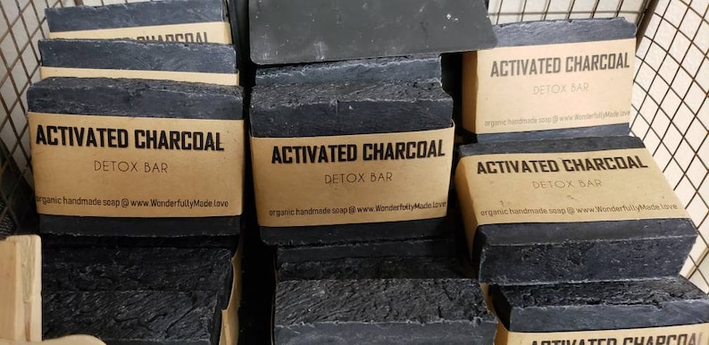 Charcoal Soap Face Detox Soap Black Cleansing Bar Organic Face Wash Hand Wash Soap Vegan Clean Skin Tightening All Natural image 3