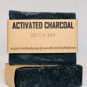 Charcoal Soap Face Detox Soap Black Cleansing Bar Organic Face Wash Hand Wash Soap Vegan Clean Skin Tightening All Natural image 1