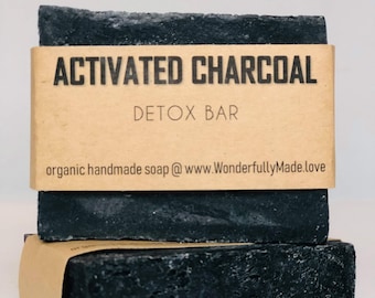 Charcoal Soap | Face Detox Soap | Black Cleansing Bar | Organic Face Wash | Hand Wash Soap | Vegan | Clean Skin Tightening | All Natural