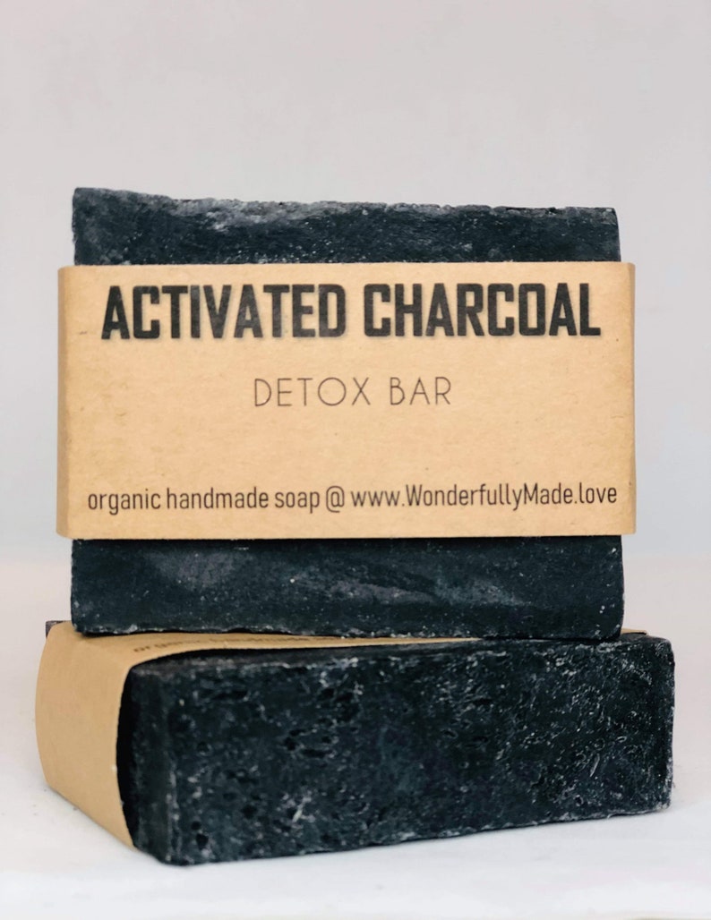 Charcoal Soap Face Detox Soap Black Cleansing Bar Organic Face Wash Hand Wash Soap Vegan Clean Skin Tightening All Natural image 1