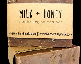 Oatmeal Milk + Honey | Healing Soap Bar | Natural | Handmade | Goats Milk | Large Luxury Bar | Woman gift for her under 10 | Organic