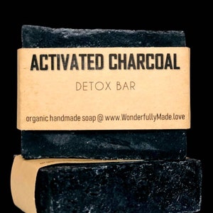 Charcoal Soap Face Detox Soap Black Cleansing Bar Organic Face Wash Hand Wash Soap Vegan Clean Skin Tightening All Natural image 2