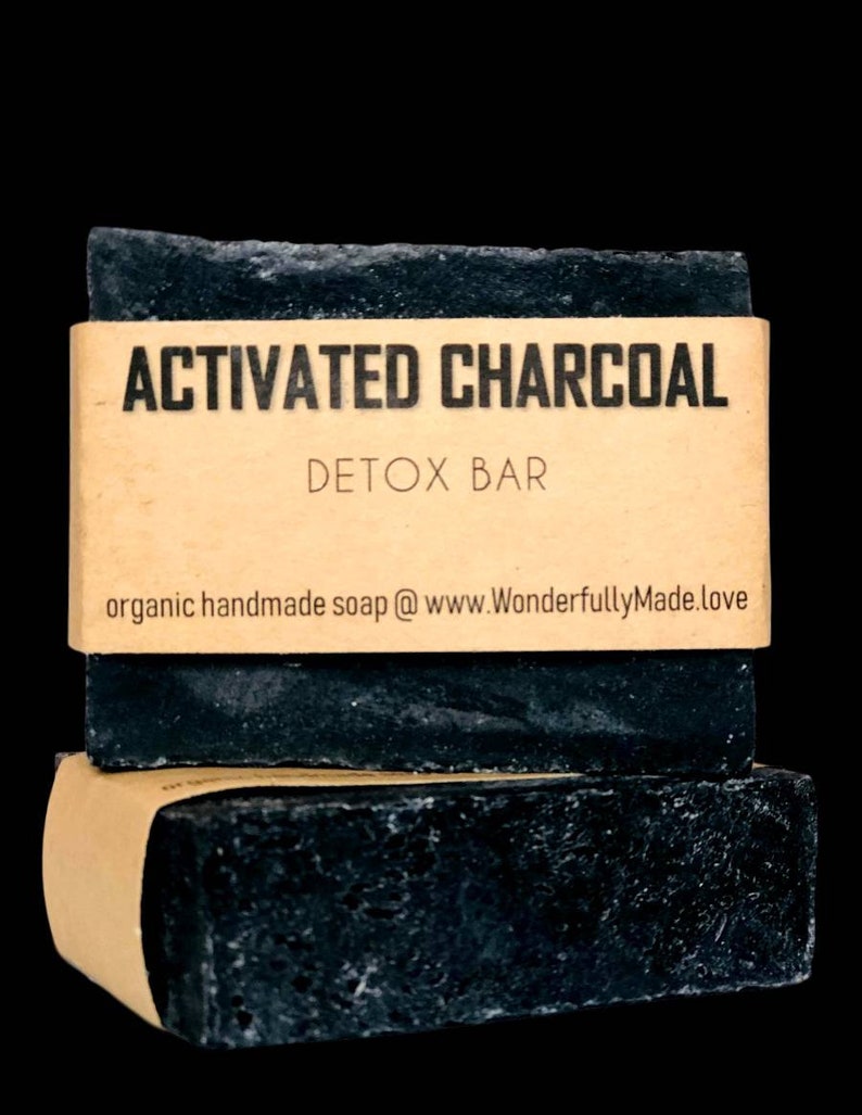 Charcoal Soap Face Detox Soap Black Cleansing Bar Organic Face Wash Hand Wash Soap Vegan Clean Skin Tightening All Natural image 2