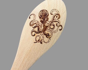 Personalize Me! Octopus Engraved on Wooden Spoon