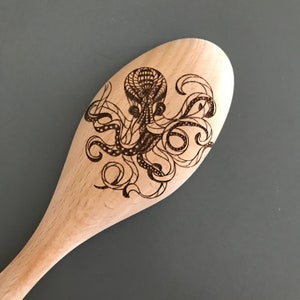 Personalize Me! Octopus Engraved on Wooden Spoon