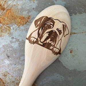Personalize Me! English Bulldog Engraved on Wooden Spoon