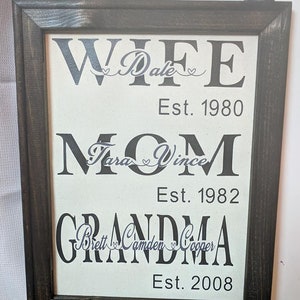 Wife Mother Grandma Sign