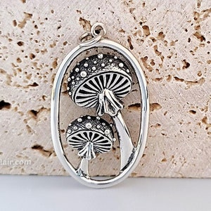 Mushroom Pendant Sterling Silver Agaric Mushrooms Charm Nature Jewelry Mushroom Lover Gift | N282