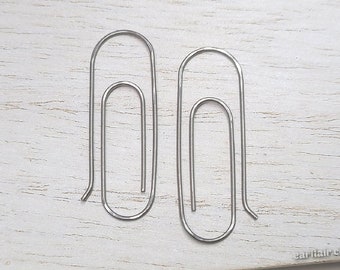 Paperclip Earrings Titanium Wire Earrings Non Tarnish Hypoallergenic for Sensitive Ears Lightweight Unique Trendy Statement Earrings | E324
