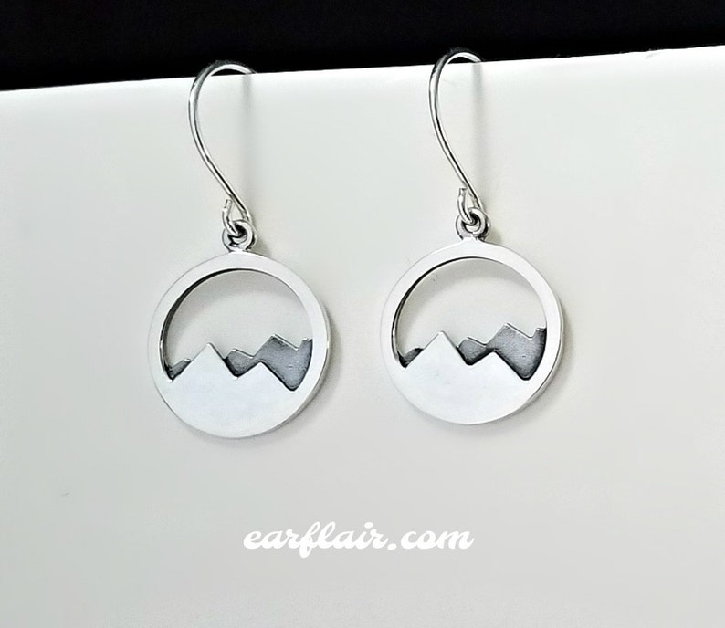 Mountain Earrings Circle Earrings Mountain Lover Gift image 0