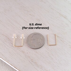 Double Piercing Staple Earrings Minimalist Post Stud Wire Earrings 2 Hole Lobe Piercings Small Gold Filled Earrings Gold Bar Earrings E333 image 4