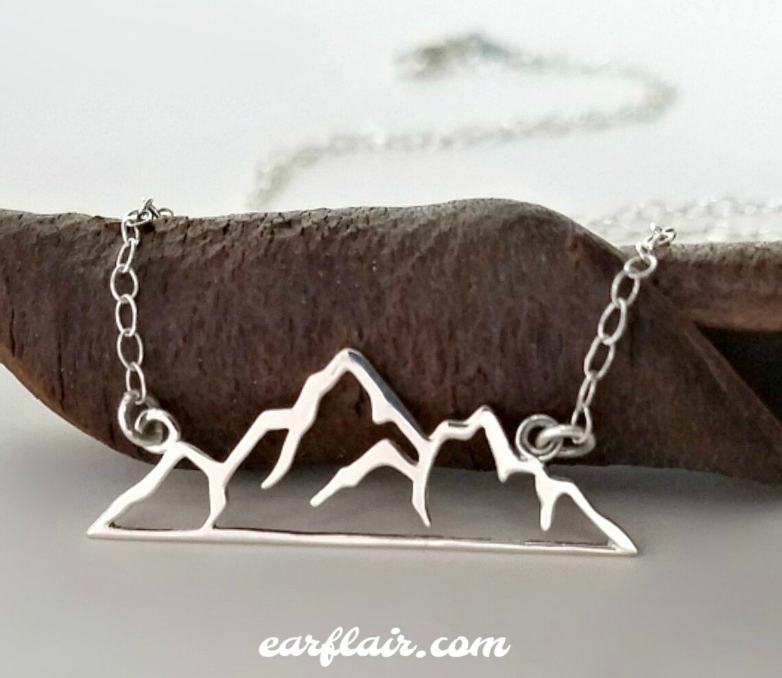 Mountain Necklace Hiking Gift Hiker Necklace Mountain Etsy