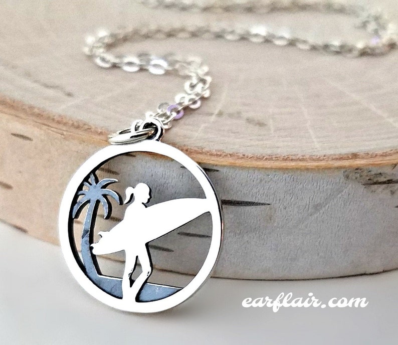 Surfer Girl Surfing Gifts for Women Beach Charm Necklace Etsy