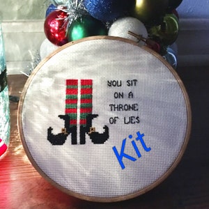 Beginner cross stitch kit, Christmas elf counted cross stitch kits