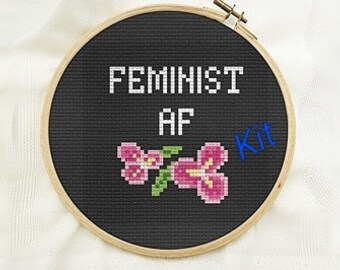 Reife Anfänger-Kreuzstich-Kit, subversiv unwegige Kreuzstich-Kit, großes Geschenk für Mutter Vater Väter Mütter Tag, feministisch af