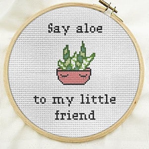 cross stitch pattern beginner, christmas gift ideas, say aloe, instant pdf download