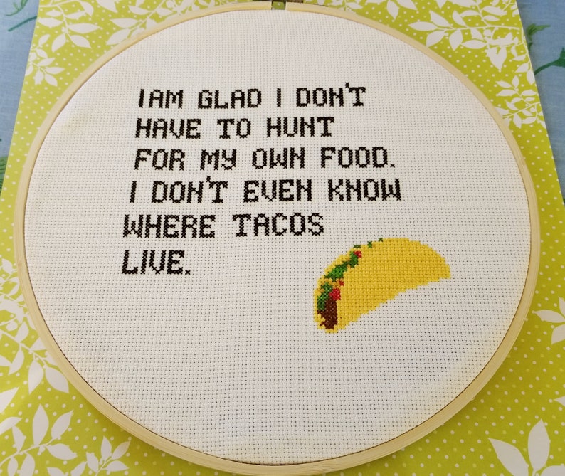 Cross stitch kit beginner, funny Christmas gift, taco cross stitch kits image 2