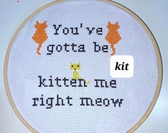 Diy Cross stitch kit, cat Kitten Me, beginner counted cross stitch kits