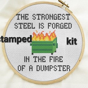 STAMPED cross stitch kit beginner, DIY kits dumpster