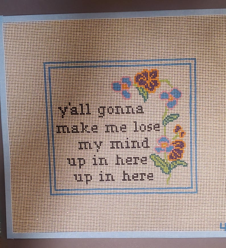 Nybörjar NÅLSTICKSIT, Målad Duksats, "Lose My Mind" Rolig, Modern Nålstics DIY, Hantverkspresent bild 8
