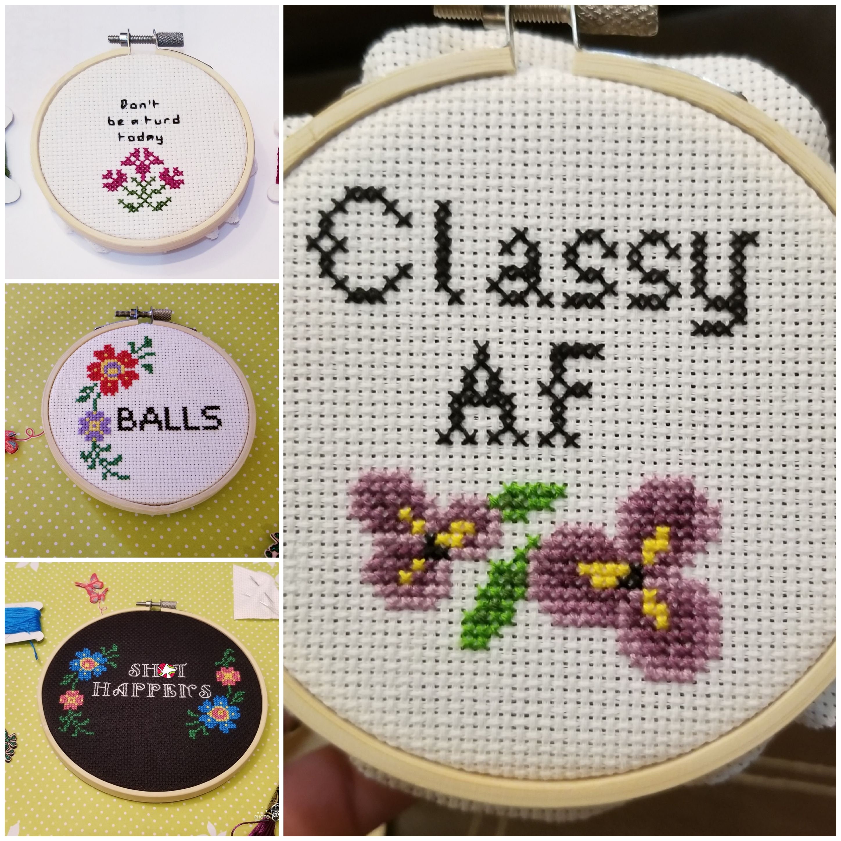 personalized custom cross stitch finished, Christmas white elephant g…