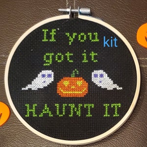 Cross stitch kit beginner, Halloween Haunt It, counted cross stitch kits