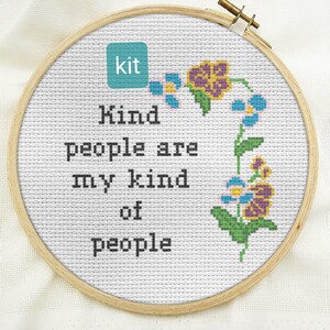 Kit de punto de cruz para principiantes, kits de punto de cruz contados para hacer uno mismo, gente amable