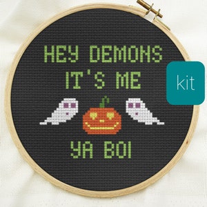 Halloween diy cross stitch kit, demons beginner craft kits