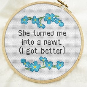 cross stitch diy pattern funny modern, newt